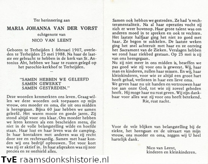 Maria Johanna van der Vorst Nico van Leent