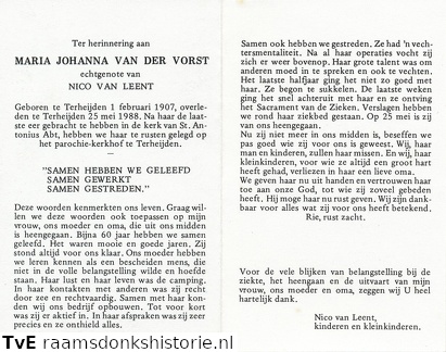 Maria Johanna van der Vorst  Nico van Leent