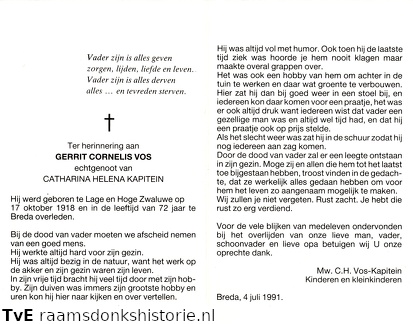 Gerrit Cornelis Vos  Catharina Helena Kapitein
