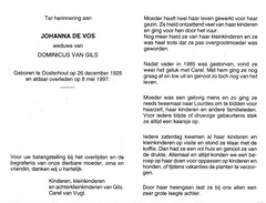 Johanna de Vos  Dominicus van Gils
