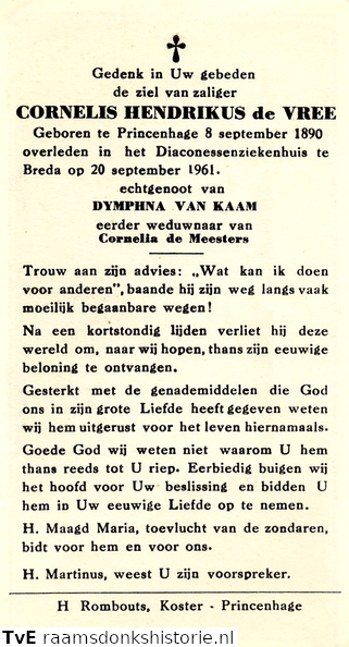 Cornelis Hendrikus de Vree  Dymphna van Kaam  Cornelia de Meesters