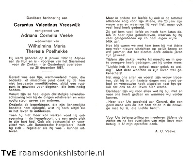Gerardus Valentinus Vreeswijk Adriana Cornelia Veeke Wilhelmina Maria Theresia Poelhekke