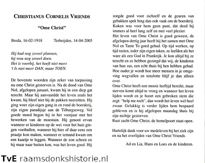 Christianus Cornelis Vriends