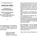 Janus de Vries (vr) Toos van der Made