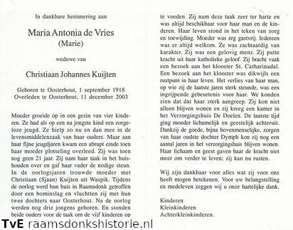 Maria Antonia de Vries Christiaan Johannes Kuijten