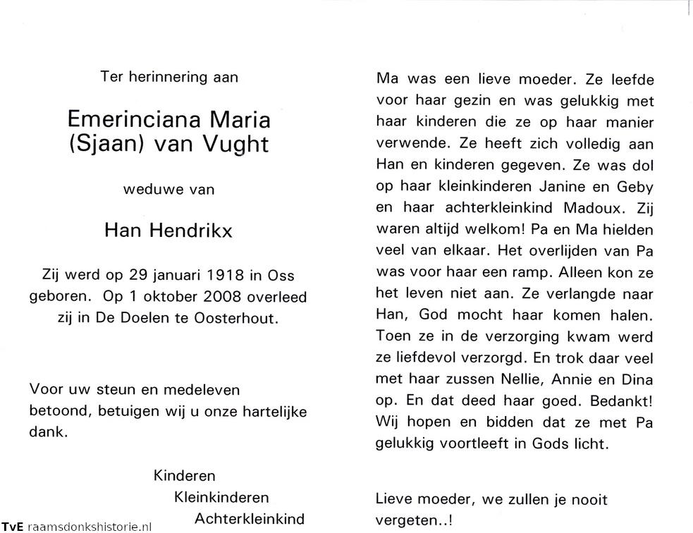 Emerinciana Maria van Vught  Han Hendrikx