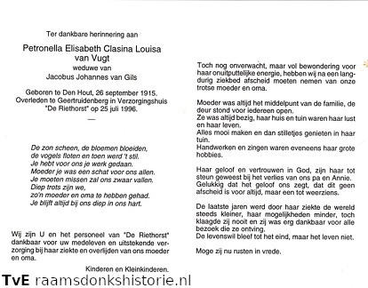 Petronella Elisabeth Clasina Louisa van Vught Jacobus Johannes van Gils