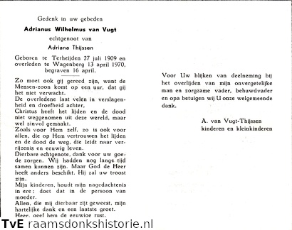 Adrianus Wilhelmus van Vugt  Adriana Thijssen