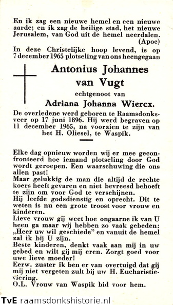 Antonius Johannes van Vugt  Adriana Johanna Wiercx