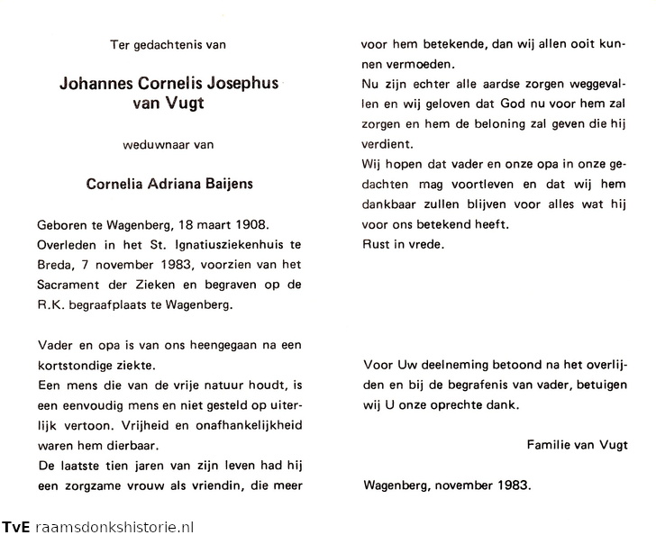 Johannes Cornelis Josephus van Vugt  Cornelia Adriana Baijens