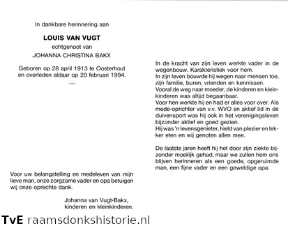 Louis van Vugt Johanna Christina Bakx