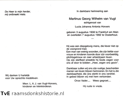 Martinus Georg Wilhelm van Vugt Lucia Johanna Antonia Horvers