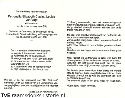 Petronella Elisabeth Clasina Louisa van Vugt Jacobus Johannes van Gils