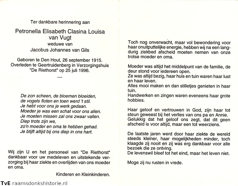 Petronella Elisabeth Clasina Louisa van Vugt  Jacobus Johannes van Gils