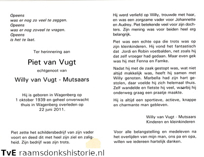 Piet van Vugt Willy Mutsaars