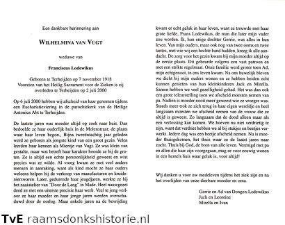 Wilhelmina van Vugt Franciscus Lodewikus