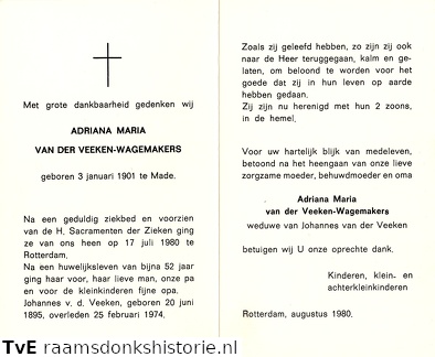 Adriana Maria Wagemakers Johannes van der Veeken