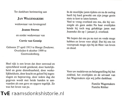 Jan Wagemakers Jeanne Sweres Corrie van Gennip