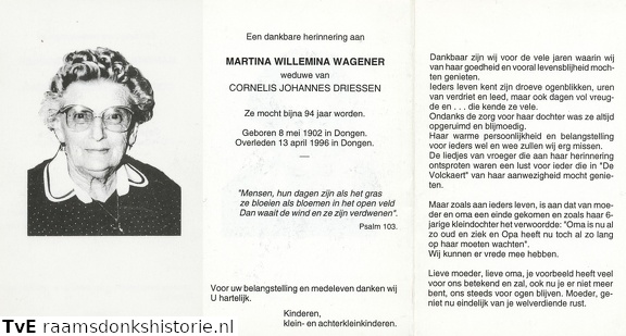 Martina Willemina Wagener Cornelis Johannes Driessen