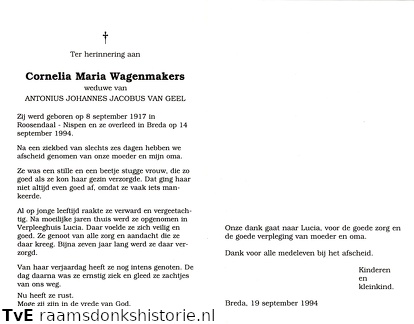 Cornelia Maria Wagenmakers Antonius Johannes Jacobus van Geel