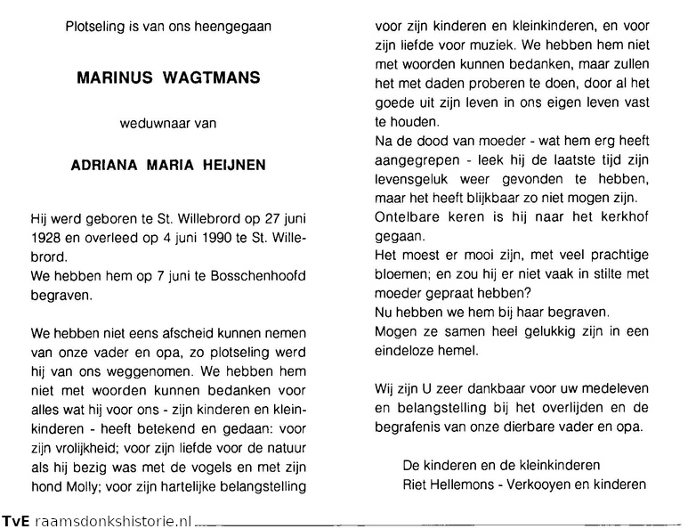 Marinus Wagtmans Adriana Maria Heijnen