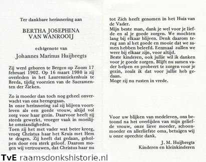Bertha Josephina van Wanrooij Johannes Marinus Huijbregts