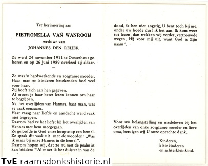 Pietronella van Wanrooij Johannes den Reijer