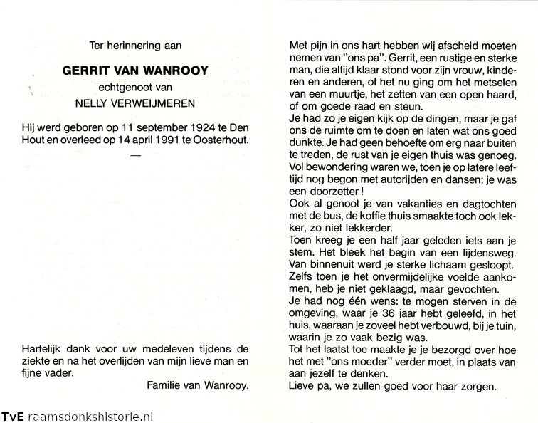 Gerrit van Wanrooy Nelly Verweijmeren