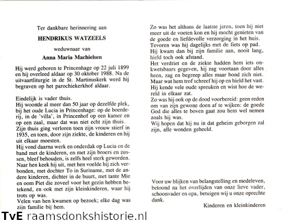 Hendrikus Watzeels Anna Maria Machielsen