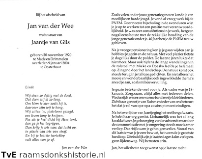 Jan van der Wee Jaantje van Gils
