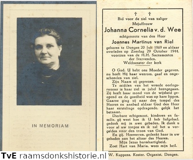 Johanna Cornelia van der Wee Joannes Martinus van Riel