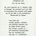 Piet van der Wee Ton van der Wee