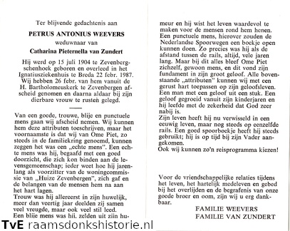 Petrus Antonius Weevers Catharina Pieternella van Zundert
