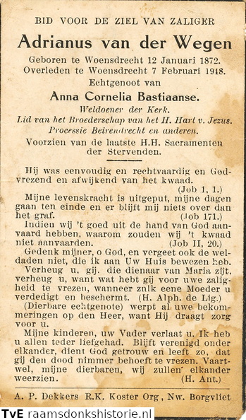 Adrianus van der Wegen Anna Cornelia Bastiaanse