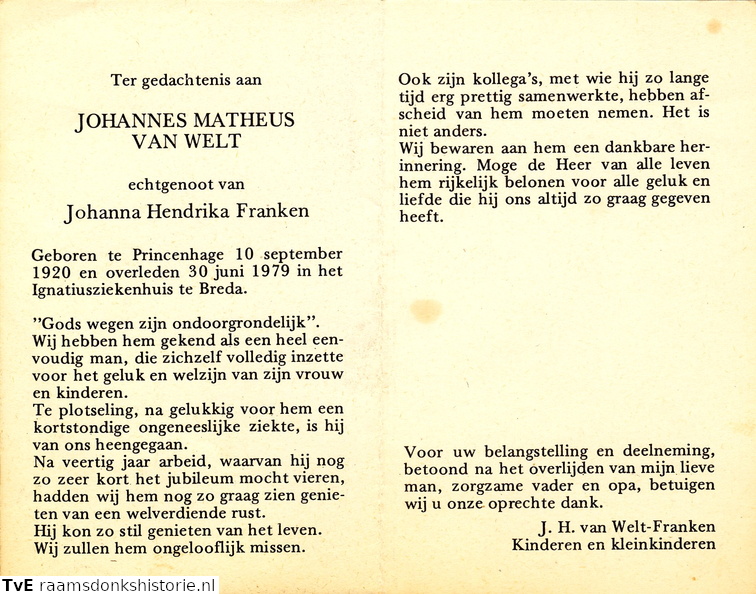 Johannes Matheus van Welt Johanna Hendrika Franken