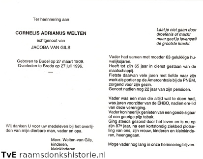Cornelis Adrianus Welten Jacoba van Gils