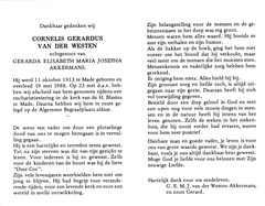 Cornelis Gerardus van der Westen Gerarda Elisabeth Maria Josepha Akkermans
