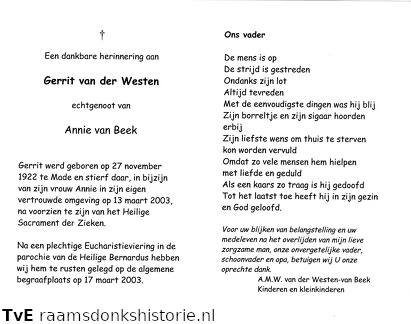 Gerrit van der Westen Annie van Beek