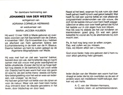 Johannes van der Westen Adriana Cornelia Hermans Maria Jacoba Huijben