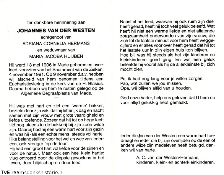 Johannes van der Westen Adriana Cornelia Hermans Maria Jacoba Huijben