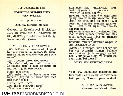 Cornelis Wilhelmus  van Wezel Antonia Gerdina Morval