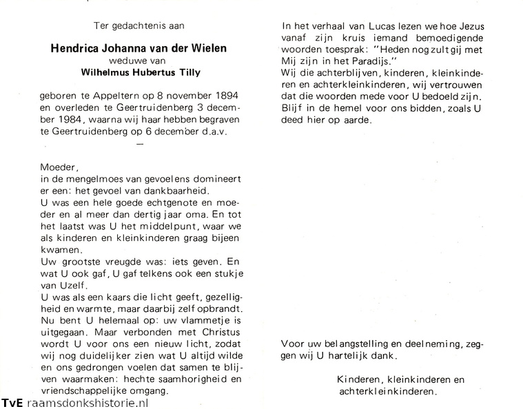 Hendrica Johanna van der Wielen Wilhelmus Hubertus Tilly