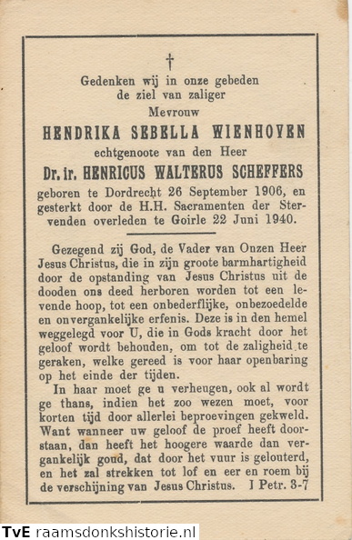 Hendrika Sebella Wienhoven Henricus Walterus Scheffers
