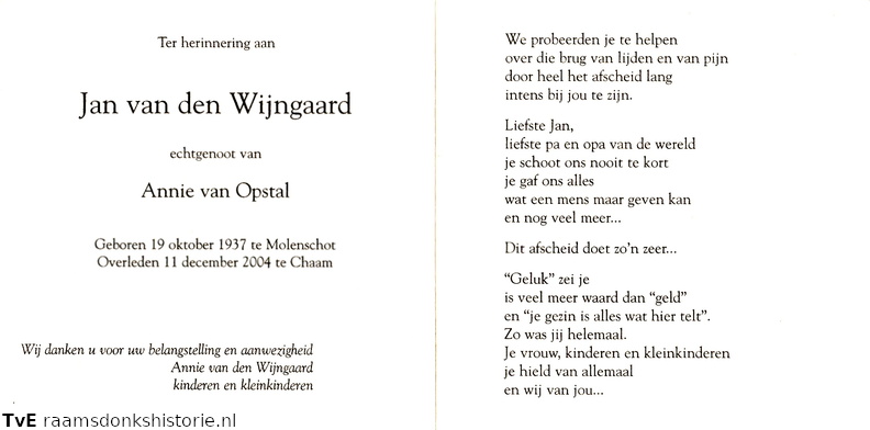 Jan van den Wijngaard Annie van Opstal