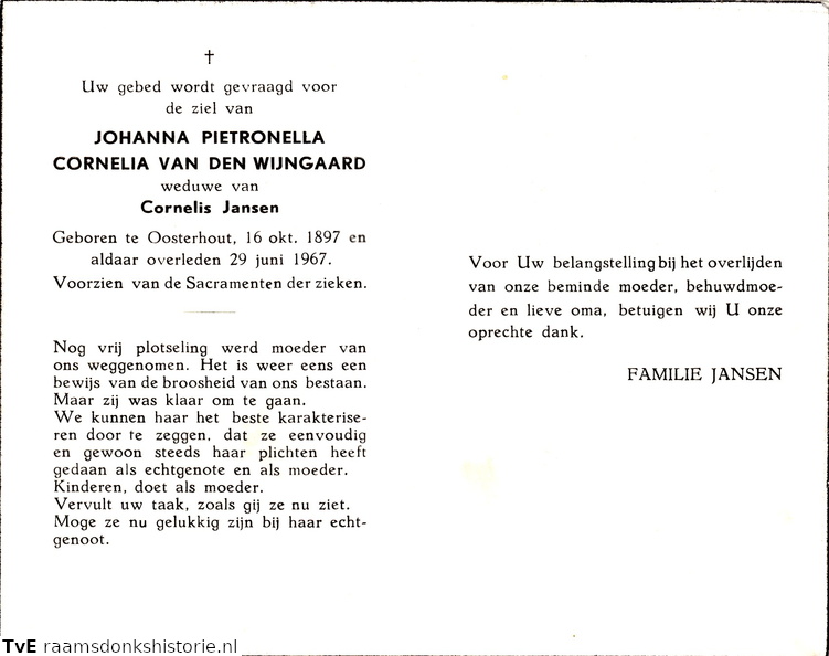 Johanna Pieternella Cornelia van den Wijngaard Cornelis Jansen