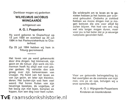 Wilhelmus Jacobus Wijngaarde A G J Poppelaars