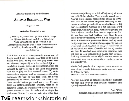 Antonia Berdina de Wijs Antonius Cornelis Neven