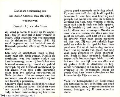 Antonia Christina de Wijs Cornelis A. J. van der Steen