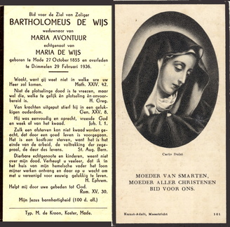 Bartholomeus de Wijs Maria de Wijs Maria Avontuur