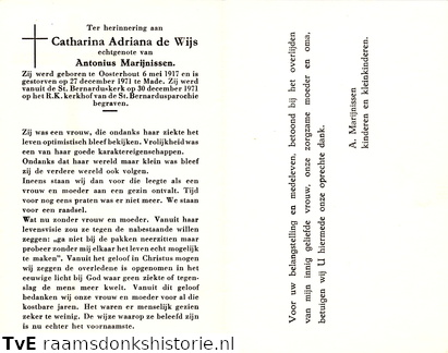 Catharina Adriana de Wijs Antonius Marijnissen